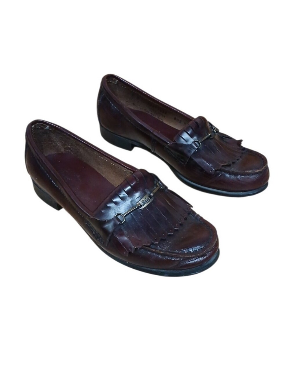 G.H. Bass & Co. Burgundy Leather Kiltie Loafers Size 7 B